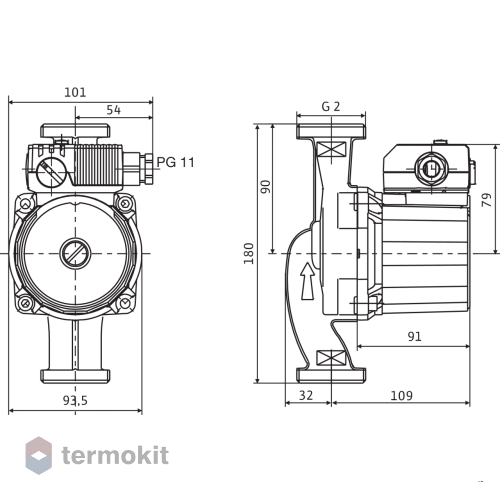 Циркуляционный насос Wilo Star-RS 30/7-180 с гайками (артикул: 4119792 ...