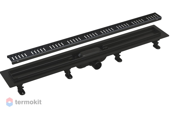 Душевой лоток AlcaPlast 650 с решеткой и опорами APZ10BLACK-650M