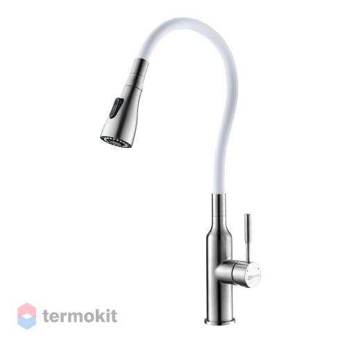 Смеситель для кухни Lemark Expert с гибким изливом белый LM5082S-White