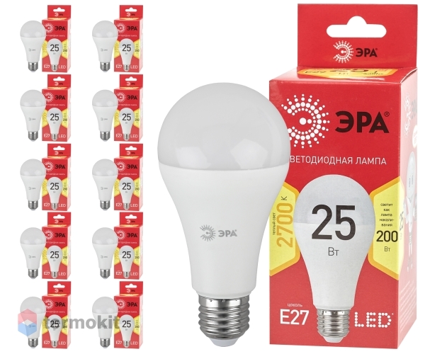 Лампа светодиодная ЭРА LED A65-25W-827-E27 R, 10 шт