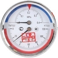 РОСМА Термоманометр ТМТБ-31Т.1 (0-120 С)/(0-0,4 MPa) G1/2 80мм, длина клапана 46мм осевое присоединение, КТ 2,5