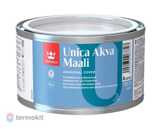 Tikkurila Unica Akva Maali,Акрилатная краска для окон и дверей, база А, 0,225л