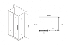Душевой уголок ABBER Schwarzer Diamant 1950x1500x800 хром AG30150H-S80-S80