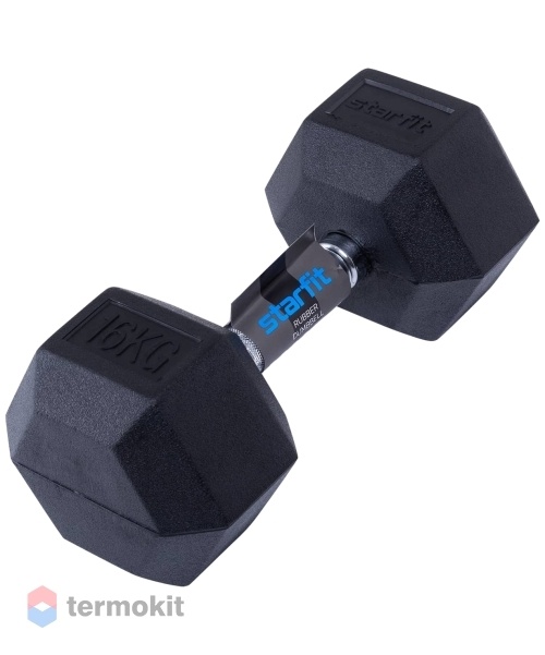 Гантель обрезиненная Starfit DB-301 16 кг, черная 1 шт