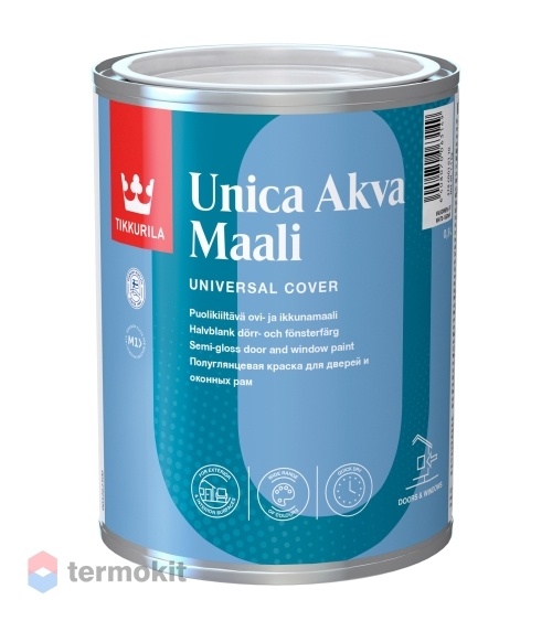 Tikkurila Unica Akva Maali,Акрилатная краска для окон и дверей, база С, 0,9л