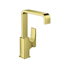 Смеситель для раковины Hansgrohe Metropol, со сливным клапаном Push-Open, полированное золото 32511990 Уцененный