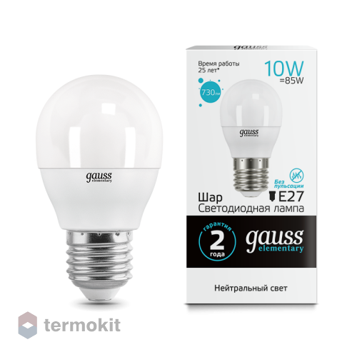 Лампа Gauss Elementary LED Globe, 10W, E27, 4100K