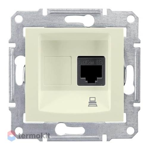 Розетка компьютерная RJ45 кат. 5e UTP Schneider Electric Sedna Шнайдер Электрик Седна Бежевая SDN4300147