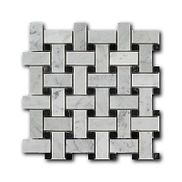 Мраморная мозаика Art&Natura Basket Weave Bianco Carrara+Nero Marquina 30,5х30,5