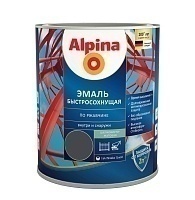 Эмаль Alpina быстросохнущая по ржавчине RAL 7024 Графитовый серый 0,75 л