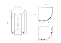 Душевой уголок ABBER Schwarzer Diamant 1950x800x800 (матовое стекло) хром AG01080M