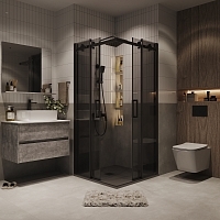 Душевой уголок Grossman Classic 1950x800x800 (тонированное стекло) черный матовый 300.K33.04.8080.21.10