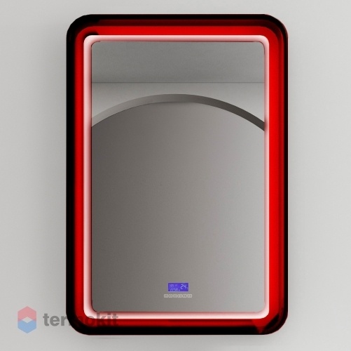 Зеркало ABBER Kristall 55 с подсветкой, часами, Bluetooth-плеер красный AT6701Rubin