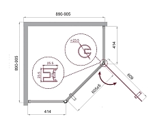Душевой уголок BelBagno UNO 1950x900x900 (стекло шиншилла) хром UNO-195-P-1-90-CH-CR
