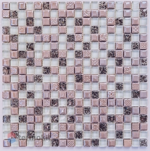 Стеклянная Мозаика с камнем Bonaparte Plaza (15х15х8) 30x30