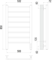 Электрический полотенцесушитель Terminus Аврора П8 500x850