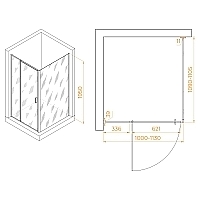 Душевой уголок RGW Passage PA-078B (PA-008B + Z-050-2B) 1950x1000x1100 черный 350807801-14