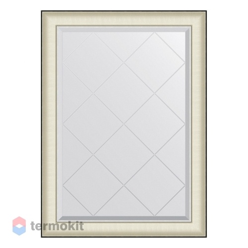 Зеркало с гравировкой в багетной раме EVOFORM EXCLUSIVE-G 74 белая кожа с хромом BY 4569
