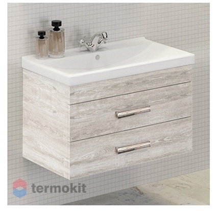 Тумба с раковиной COMFORTY Никосия-80П подвесная дуб белый 00004138839