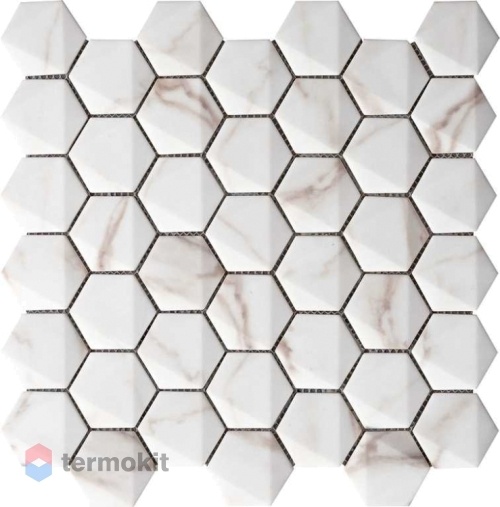 Керамическая плитка Grespania Marmorea (+27227) Hexagonal Calacata мозаика 30х30