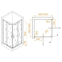 Душевой уголок RGW Passage PA-038 1950x900x900 хром 350803899-11