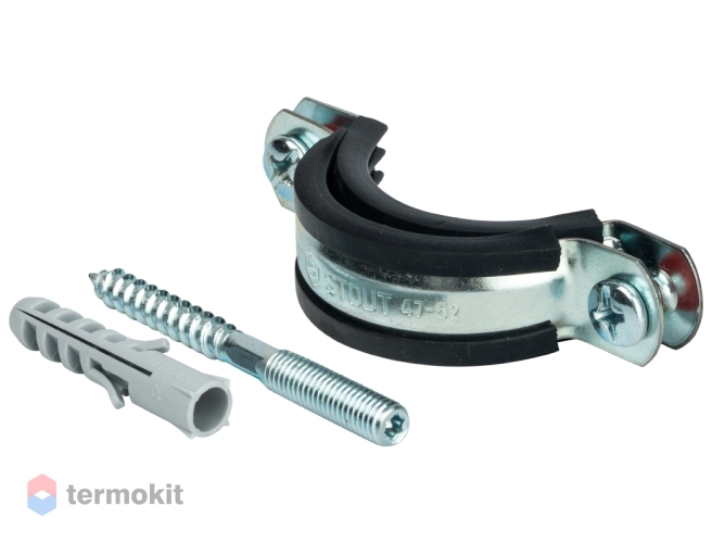 STOUT Хомут для труб, комплект: хомут+шпилька шуруп +дюбель пластиковый ...