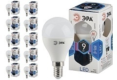 Лампа светодиодная ЭРА LED P45-9W-840-E14 диод, шар, 9Вт, нейтр, E14, 10 шт