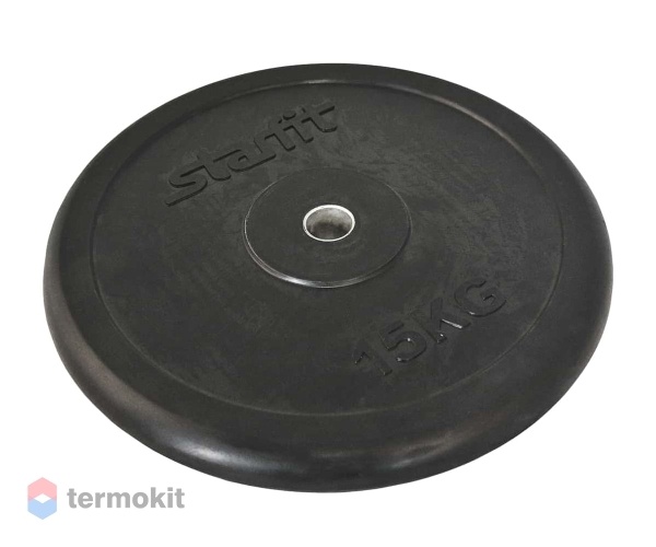 Диск обрезиненный Starfit BB-202 15 кг, d26 мм, стальная втулка, черный