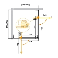 Душевой уголок Cezares Slider 1950x900x900 (серое стекло) оружейная сталь SLIDER-A-2-90/100-GRIGIO-GM