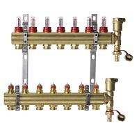 Комплект коллекторов Danfoss FHF-7F set из латуни, 7 контуров