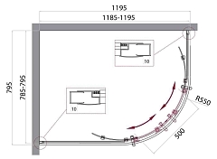 Душевой уголок BelBagno UNO 1950x1200x800 хром UNO-195-RH-2-120/80-C-Cr