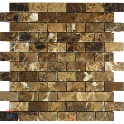Мозаика Caramelle Mosaic Pietrine 4mm Emperador Dark Pol (2,3x4,8) 29,8x29,8
