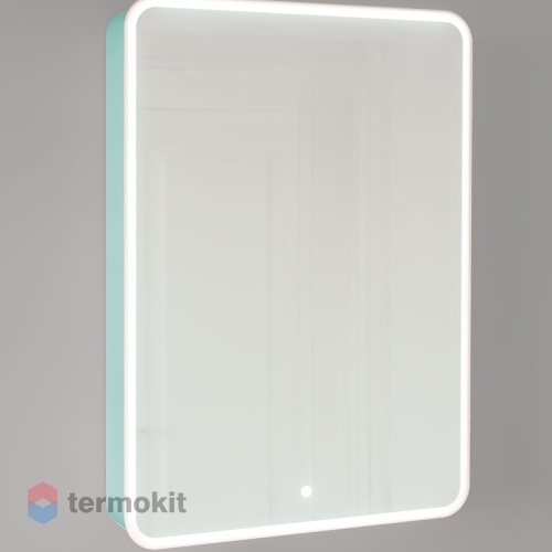 Зеркальный шкаф Jorno Pastel 60 подвесная с подсветкой бирюзовый бриз Pas.03.60/BL