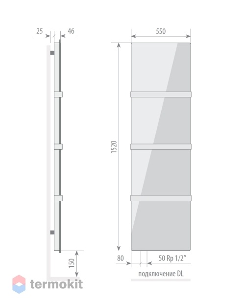 Дизайн-радиатор Varmann Solido Glass 1520x550 DL с нижним левым подключением, с нанесением рисунка Преображение (Рафаэль Санти)
