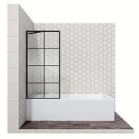 Душевая шторка на ванну Ambassador Bath Screens 700x1400 (с рисунком) черный 16041208