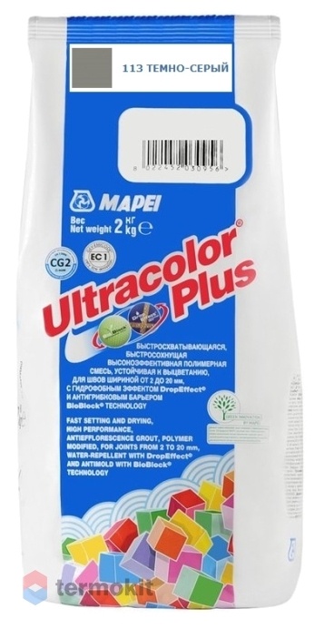 Затирка Mapei Ultracolor Plus №113 (Цементно-серый) 2 кг