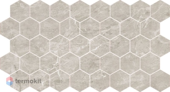 Мозаика Caramelle Marble Porcelain Nuvola Grigio Pol Hexagon 26,7x30,8