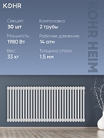 Стальной трубчатый радиатор Kohr Heim 2057/30 секций с боковым подключением 3/4