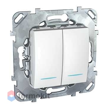 Выключатель двухклавишный с подсветкой Schneider Electric UNICA белый MGU5.0101.18NZD