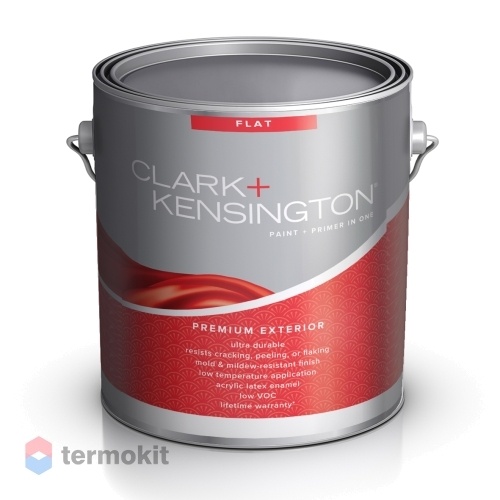 Clark+Kensington Premium Flat, Фасадная антивандальная матовая краска с керамическими микрогранулами, белая база, 3.78 л