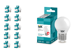 Лампа светодиодная IEK ECO G45 шар 3Вт 230В 4000К E27,10 шт.