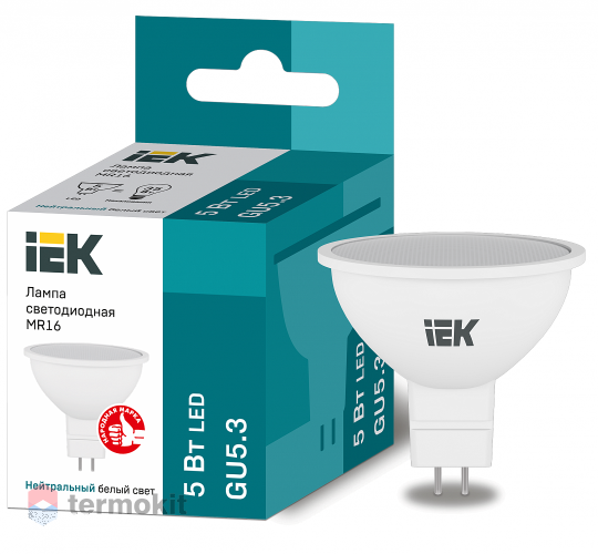 Лампа светодиодная IEK ECO MR16 софит 5Вт 230В 4000К GU5.3