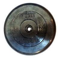 Диск обрезиненный MB Barbell Atlet черный 26 мм, 25 кг MB-AtletB26-25
