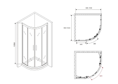 Душевой уголок ABBER Schwarzer Diamant 1950x1000x1000 (матовое стекло) хром AG01100M
