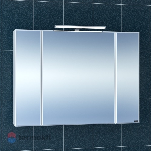 Зеркальный шкаф СанТа Стандарт 100 подвесной с подсветкой белый глянец 113013