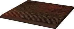 Керамическая плитка Grupa Paradyz Semir Brown Ступень рифленая простая структурная 30x30x1,1