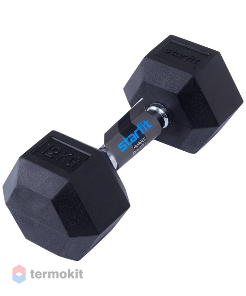 Гантель обрезиненная Starfit DB-301 12 кг, черная 1 шт