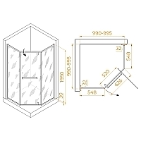 Душевой уголок RGW Hotel HO-084W 1950x1000x1000 белый (матовое стекло) 350608400-25