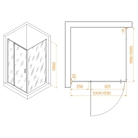 Душевой уголок RGW Passage PA-078B (PA-008B + Z-050-2B) 1950x1000x1000 черный 350807800-14