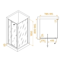Душевой уголок RGW Passage PA-44 (PA-02 + Z-050-1) 1850x800x900 хром 41084489-011